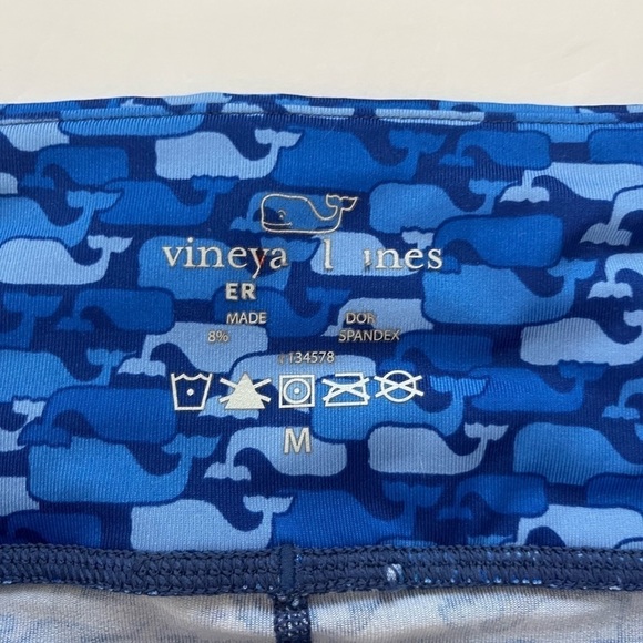 Vineyard Vines Performance Whale Outline Blue Printed Leggings Cropped Size Med - Picture 3 of 9